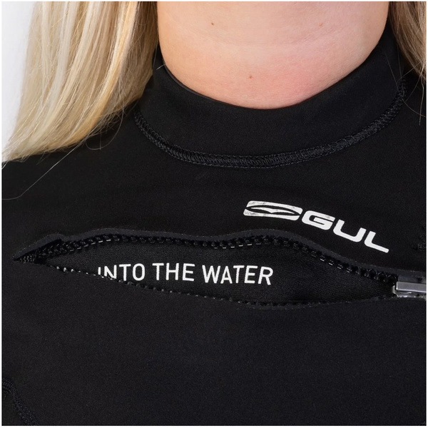 2026 Gul Womens Response Echo 3/2mm Chest Zip Wetsuit RE1328 - Black / Broken Palm
